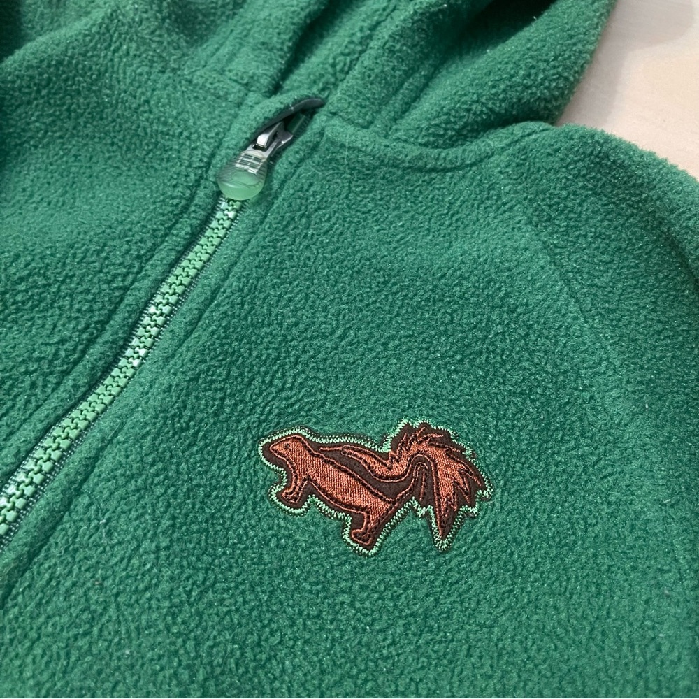 Cozy Mountain Equipment Co-op green fleece zip-up hoodie, size 18 months - Picture 3 of 4